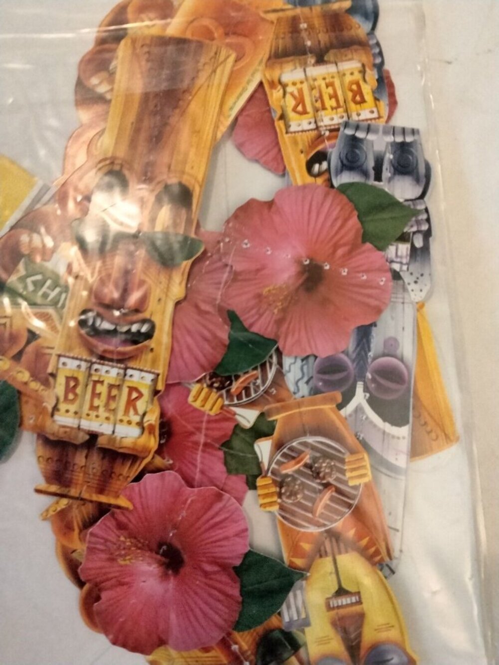 Tiki  Mug Garland Luau Hawaiian Summer Luau Beach Party Decoration 19 ft Long - Picture 4 of 4